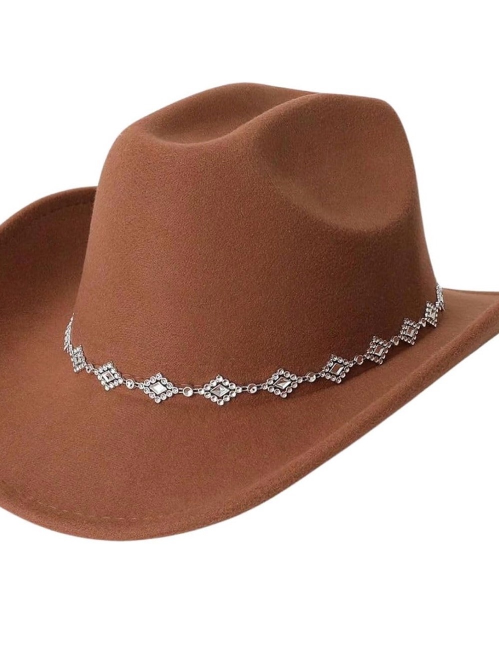 Embellished Brown Western Felt Hat